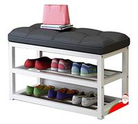 Scarpiera moderna per corridoio, scarpiera da ingresso, struttura minimalista nordico, sgabello per cambio scarpe da portico, ha un cuscino morbido, ripiano portaoggetti di grande capacità (nero, 60 x