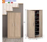Scarpiera Moderna ROVERE 2 Ante 6 Ripiani Mobile Armadio Per Scarpe 55X36X108 Cm