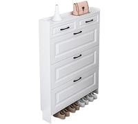 Scarpiera moderna sottile con 3 cassetti nascosti per ingresso design stretto bianco 83,8 x 17 x 119,4 cm - soluzione elegante per riporre le scarpe