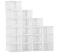 Scarpiera Modulare 18 Box 25x35x19 cm in Plastica PP Trasparente e Bianco