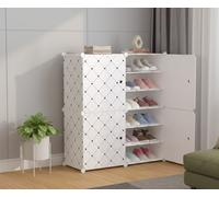 Scarpiera Modulare Salvaspazio con 4 Ante e 12 Ripiani - Mobile Multiuso per C