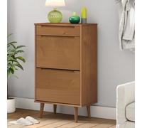 vidaXL Scarpiera MOLDE Marrone 59,5x35x103cm in Legno Massello di Pino