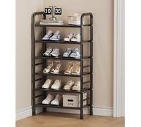 Scarpiera multi-livello, ripiano per scarpe con maniglia curva, organizer verticale per riporre le scarpe, per armadio, corridoio, ingresso, porta, dormitorio, laminato rimovibile (A 47x25x96cm)