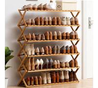 Scarpiera multi strato pieghevole scarpiera organizer in bambù verticale per scarpe a torre salvaspazio creativa scaffale a torre per armadi corridoi soggiorno B 6 livelli x 70 cm