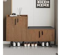 Scarpiera multifunzionale con 4 ante seduta imbottita in legno naturale, perfetta per camera da letto o ingresso, elegante scarpiera orga.