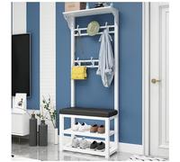 Scarpiera multifunzionale da ingresso con appendiabiti, scarpiera a 2 ripiani, corridoio salvaspazio, elegante contenitore per la casa, 60 cm