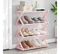 Scarpiera multifunzione a 4 ripiani, in tessuto antipolvere creativo per la casa, ideale per ingresso, camera da letto e garage, elegante design rosa