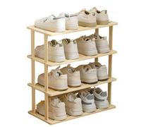 Scarpiera multistrato in bambù per ingresso o camera da letto, mensola compatta in rete per corridoi e piccoli spazi (4 ripiani/25 cm) - soluzione elegante per riporre oggetti