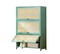 Scarpiera multistrato in rattan, con ante ribaltabili, ripiani regolabili, 5/7/9/11 ripiani, per armadio, corridoio, camera da letto, ingresso, verde