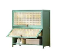 Scarpiera multistrato moderna con ante ribaltabili, ripiani regolabili e design in rattan, ideale per armadio, corridoio, camera da letto, ingresso, verde, disponibile in 5/7/9/11 ripiani