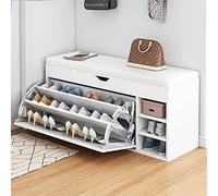 Scarpiera nascosta per bambini e adulti, in pelle, imbottita, per ingresso, colore bianco, 100 x 50 x 31 cm, soluzione elegante e funzionale per riporre le scarpe
