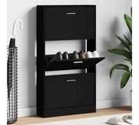 vidaXL Scarpiera Nera 59x17x108 cm in Legno Multistrato