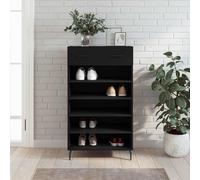 vidaXL Scarpiera AX 5 scomparti con cassetto piedini organizer in legno multistrato 60x35x105cm Nero