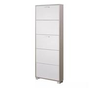 SCARPIERA OLMO E BIANCO FIAMMATO CON 5 ANTE, 70X190X18 CM