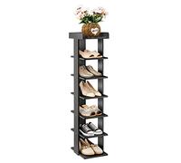 Scarpiera, organizer alto a 7 livelli a doppia fila, sottile, verticale, in legno, per ingresso ad angolo, corridoio, espositore autoportante