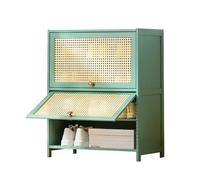 Scarpiera organizer con ante ribaltabili, 5/7/9/11 ripiani in rattan, ripiani regolabili, verde, elegante armadio per ingresso e camera da letto salvaspazio