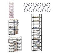 Scarpiera Organizer, Scaffale Portascarpe In Metallo A 4/5/7/10 Livelli For Ingresso, Portaoggetti Per Scarpe E Stivali Con Ganci, Porta Scarpe Organizzatore Nero/rosa(Black,43 cm/16.93 in(4 Tier))