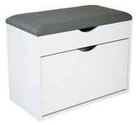 Scarpiera Panca con Scomparto e Cuscino 60x30x50 cm in PB e Carta Bianco