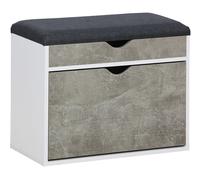 Scarpiera Panca con Scomparto e Cuscino 60x30x50 cm in Truciolare e Poliestere Grigio e Cemento