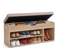 SCARPIERA PANCA IN LEGNO CON CUSCINO E CONTENITORE 4 SCOMPARTI