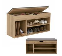 Scarpiera Panca Ingresso con Seduta Imbottita Contenitore e Mensole Slim