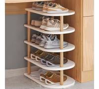 Scarpiera, Panca Sottile per Ingresso in Legno Bianco, mobiletto impilabile a 5 Ripiani, scaffale per Scarpe a più Ripiani per un'organizzazione salvaspazio, Elegante Mobile per in