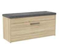 CDF Scarpiera con Seduta e Vano Contenitore Panca da Ingresso Moderna con Anta a Ribalta e Ripiano Interno Salvaspazio 100 x 35 x 49 cm - Rovere Sonoma