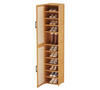 Scarpiera per corridoio, organizer indipendente in bambù a 11 ripiani con porta, scarpiera alta e stretta per ingresso, armadio, camera da letto, 33 cm