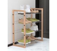 Scarpiera piccola a 4 ripiani con struttura in bambù, organizer per scarpe, per 8-12 paia, 29,5x64x69,5 cm, scarpiera in filo metallico spesso per ingresso, corridoio, bagno, scaffale per scarpe indus