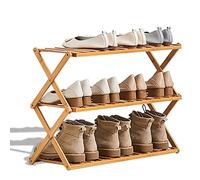 Scarpiera pieghevole a 3 ripiani in bambù, multi livello, autoportante, per scarpe, design elegante e salvaspazio (larghezza 68,6 cm)