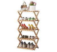 Scarpiera pieghevole a 5 ripiani in bambù, per ingresso, 50 cm, scaffale salvaspazio 50 x 25 x 91 cm