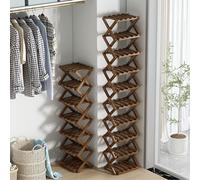 Scarpiera pieghevole a 9 livelli, salvaspazio, verticale, per ingresso, camera da letto, corridoio e angolo - design marrone a 8 strati per calzature organizzate