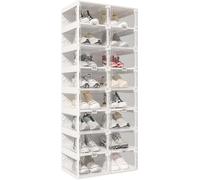 Scarpiera Pieghevole Con Porta Magnetica Trasparente Organizer For Scarpe Plastica Salvaspazio For Ingresso Armadio Mobiletto Impilabile For Riporre Scarpe Da Ginnastica(Clear,8 Tiers 16 Pairs)