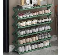 Scarpiera pieghevole in bambù a 6 strati, organizer per scarpe multistrato, per uso interno ed esterno, perfetta per campeggio, verde, 100 cm, design salvaspazio per una facile conservazione