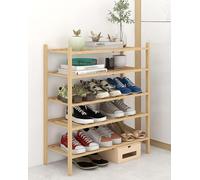 Scarpiera pieghevole in bambù, organizer portascarpe portatile multi-livello, senza montaggio, espositore per stivali indipendente, adatto per ingresso, casa, soggiorno (colore primario 5 livelli)