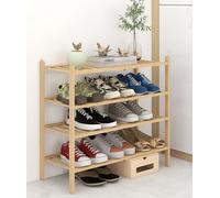 Scarpiera pieghevole in bambù, organizer portascarpe portatile multi-livello, senza montaggio, espositore per stivali indipendente, adatto per ingresso, casa, soggiorno (colore primario 4 livelli)