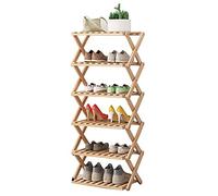 Scarpiera pieghevole in bambù per ingresso, design salvaspazio a 6 livelli, 50 x 25 x 113 cm, facile da montare, elegante soluzione di archiviazione per la casa