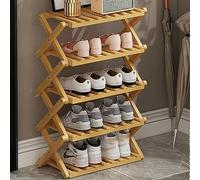 Scarpiera pieghevole in bambù - salvaspazio a 5 strati per uso interno/esterno, perfetta per il campeggio - design color tronco da 50 cm, ideale per piccoli spazi e facile da riporre