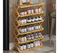 Scarpiera pieghevole in bambù - Scarpa salvaspazio a 6 livelli per ingresso interno ed esterno, perfetta per il campeggio, 70 cm, colore legno, soluzione di archiviazione durevole ed elegante