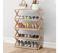 Scarpiera pieghevole in bambù - Soluzione multistrato per la casa e la camera da letto, nessuna installazione necessaria salvaspazio per ingresso e armadio semplice e conveniente