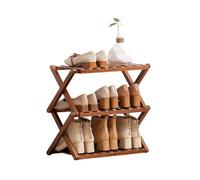 Scarpiera pieghevole in bambù stretto da ingresso nizer a 3 livelli multi-livello, nessun montaggio necessario, ideale per corridoio, camera da letto o pavimento (70 cm)