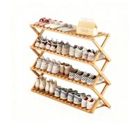 Scarpiera Pieghevole Verticale Stretta Angolare Bambù Scarpiera Salvaspazio Slim Organizer Scarpe Non Richiede Installazione Per Piccoli Soggiorni Appartamenti Bagno Angolo NaturalWood4-tier 19.68In