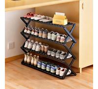 Scarpiera Pieghevole Verticale Stretta Angolare Bambù Scarpiera Salvaspazio Slim Organizer Scarpe Non Richiede Installazione Per Piccoli Soggiorni Appartamenti Bagno Angolo Black5-tier 27.55In
