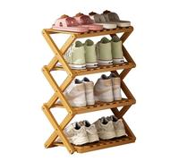 Scarpiera portatile in bambù nizer, torre pieghevole a 4 strati, nessuna installazione necessaria, design verticale compatto per scarpe, finitura naturale