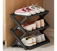 Scarpiera portatile in bambù pieghevole a 3/4/5 ripiani, nessuna installazione necessaria, torre di stoccaggio verticale per corridoio, bagno, camera da letto, nero, 3 strati
