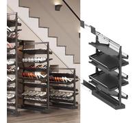 Scarpiera regolabile estraibile, scaffale in metallo impilabile a 5 ripiani per armadio, salvaspazio verticale, per piccole camere da letto, scarpiera retrattile nera (58 cm)
