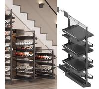 Scarpiera regolabile estraibile, scaffale verticale a 6 ripiani per armadio, impilabile, in metallo, design salvaspazio per piccole camere da letto, nero (80 cm)