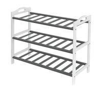 Scarpiera Relaxdays, H x L x P: 48 x 70 x 25 cm, bambù, 3 Ripiani, per 9 Paia di Scarpe, Grigio/Bianco