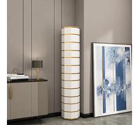 Scarpiera rotonda con rotazione a 360 gradi, verticale, cilindrica, salvaspazio, design in metallo, finitura bianca (35 x 169 cm)