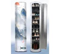 Scarpiera rotonda rotante a 360° scarpiera stretta mensola organizer per scarpe semplice e moderna ingresso corridoio scarpiera salvaspazio (colore: C, dimensioni: Ø40 cm 92 cm/36,2 pollici 5 strati